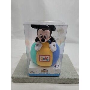 New Vintage 2000 Walt Disney World Mickey Mouse Baby Chime Ball Soft Plush
